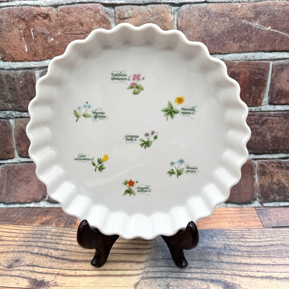 Anchor Ovenware Ceramic Quiche Pie Tart Floret Dish Pan Vtg Botanical Cottage